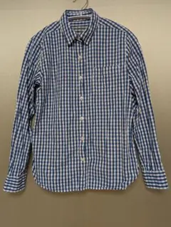 無印良品　コットン100% ブルー　ギンガム　チェック　長袖シャツ S