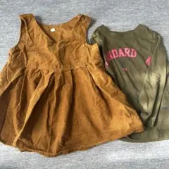 ブラウンワンピースと長袖Tシャツセット