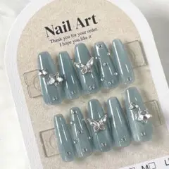 現品 ネイルチップ 量産型 地雷系 韓国 ワンホン スナ系 マグネット ブルー