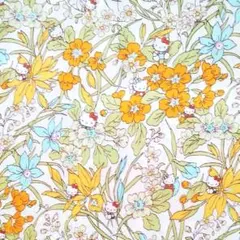 イエロー系　ハローキティ　リバティ　フローラルハーベスト　生地　花柄　フラワー