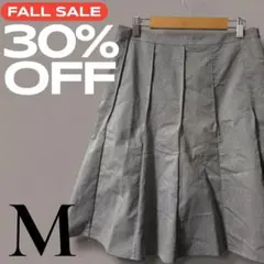 「即日発送」M グレー プリーツスカート ひざ丈