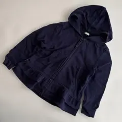 ジーユー　GU パーカー　ジップパーカー　フリル　ネイビー　紺色　110 キッズ