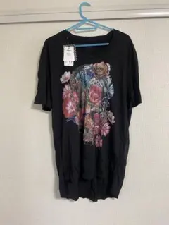 ROEN 新品未使用 フラワー 骸骨 ドクロ Tシャツ 黒のサムネイル