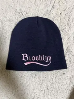Brooklyn刺繍ニット帽 ネイビー
