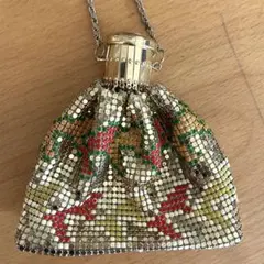 ゴールド メタルメッシュ バッグ ポーチ 蓋付き 蛇腹式 パーティーヴィンテージ