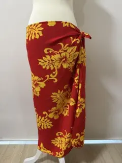 デザインパレオ ハイビスカス(レッド×イエロー)＊訳あり
