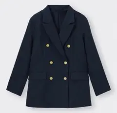 ジーユー GU ダブルブレストブレザーZ 紺ブレ 金ボタン レディース　M