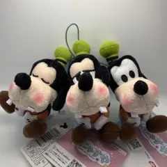 ミッキー&フレンズむにゃすやマスコット　グーフィー 3体セット　異なる表情
