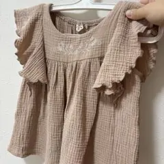 刺繍入り 半袖ブラウス くすみピンク 110cm