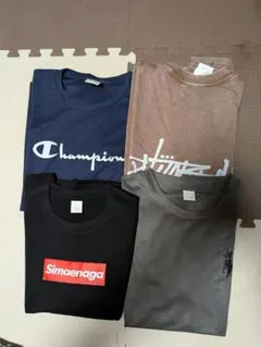 グレー花柄ポケットTシャツと黒シミュレーションガTシャツセットまとめ売り