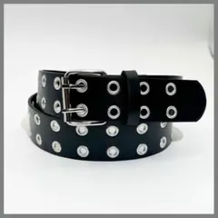 スタッズベルト　ブラック　黒　ダブルピンベルト　y2kスケーター