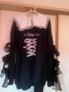 AnkRouge 黒 フリル袖 トレーナー　ワンピース
