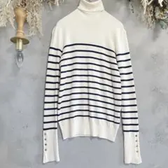 ZARA ザラ（M）タートルネック　ボーダー　長袖ニット　a1126