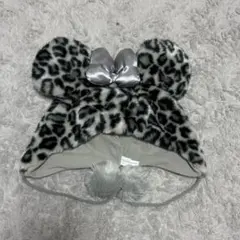 グレー　ミニー　ヒョウ柄ファンキャップ