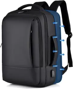 ★新品リュック★23L~37L大容量拡張可能なバックパック 多機能 /ブラック