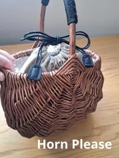 horn please カゴバッグ 未使用 Horn Please STYLE かごバッグ ミニバッグ ボンボン付き 可愛い
