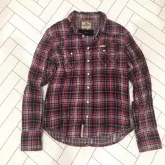 AKM×wrangler (エーケーエム×ラングラー) シャツ レッド×ネイビー