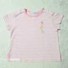 【美品】ファミリア familiar ピンクボーダー 半袖Tシャツ 90