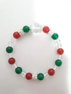 半額セール　クリスマス赤緑クリスタルビーズブレスレット