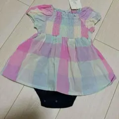 新品　タグ付き　ブランシェス　branshes チェック　ピンク　ロンパースのサムネイル