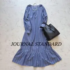 【美品】JOURNAL STANDARD デシンマキシティアードOP　ストライプ