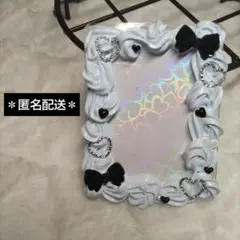 トレカケース ホイップデコ B8 硬質カードケース 推し活 縦 青 水色 りぼん