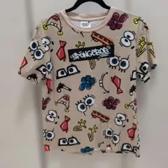 SPONGEBOB 半袖 Tシャツ 総柄 ベージュ M