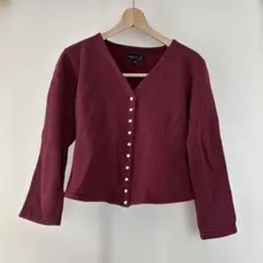 agnès b. バーガンディ Vネックカーディガン