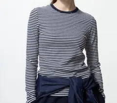 ソフトリブT 長袖 ボーダー XL
