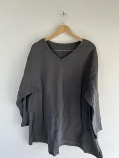 グレー Vネック 長袖 5L 6L トレーナー レディース 大きいサイズ