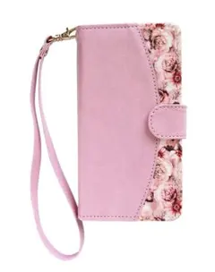 ピンク 花柄 iphone14pro用手帳型ケース