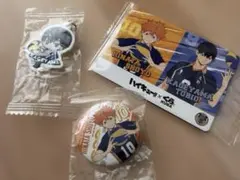 くら寿司コラボ ハイキュー めじるし1（影山飛雄）、缶バッジ（日向翔陽）、カード