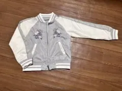 petit main 刺繍入りグレー・ホワイトジャケット 120