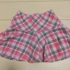 メゾピアノ ピンク系チェック フレアスカート