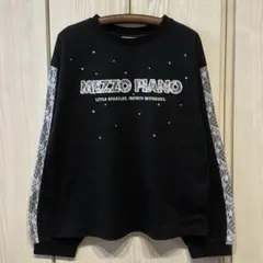 新品　メゾピアノ　袖ロゴレースライン　長袖Tシャツ　黒　140cm