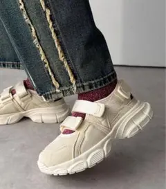 JaVa 大人カジュアルアップベルクロバルキースニーカーサンダル アイボリーM