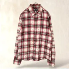 タケオキクチ　ネルシャツ　2（M相当）　レッド系　長袖シャツ　綿　カジュアル
