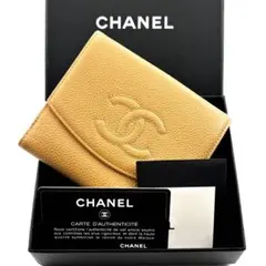 【美品✨】シャネル 財布 ココステッチ キャビア Wホック 二つ折 BE