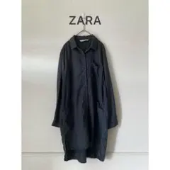 ZARA ザラ　ベーシック　シャツワンピース　グレー　膝丈ワンピース　墨　M