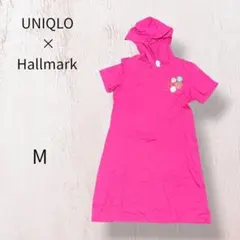 M UNIQLO×Hallmark フード付きミニワンピ チュニック ピンク