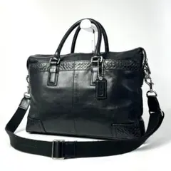 美品　コーチ　2way ビジネスバッグ　ショルダーバッグ　オールレザー　エンボス