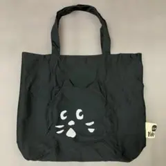 【Ne'-net✨】にゃーエコトート猫顔デザイン トートバッグ ブラック2wayのサムネイル