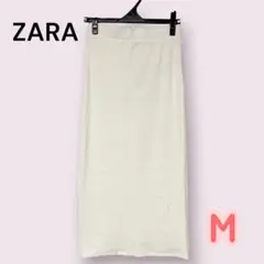 ZARA リブニット タイトスカート M ホワイト ロングスカート　未使用のサムネイル