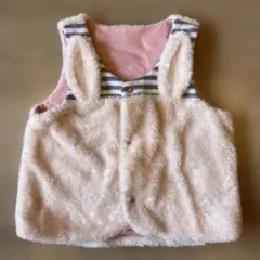 【リバーシブル】尻尾が可愛いうさぎちゃんデザインベビーベスト 70〜90cm