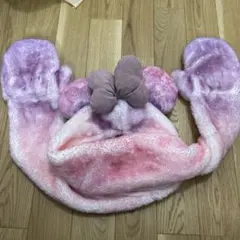 ディズニー 耳付きフリース帽子 ピンク