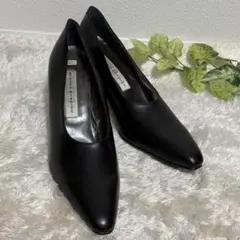 未使用 HIROKO KOSHINO レザーパンプス 黒 25.5cm 日本製のサムネイル