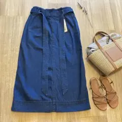 UNIQLO ハイウエストデニムベルテッドナロースカート Mのサムネイル