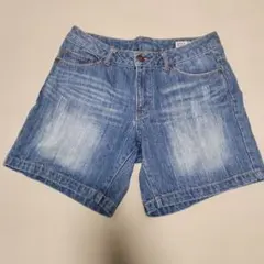 デニムブルー ショートパンツ フェード加工