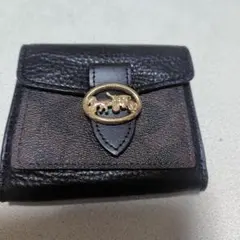 COACH 二つ折り財布 ブラック ホースアンドキャリッジ - メルカリ