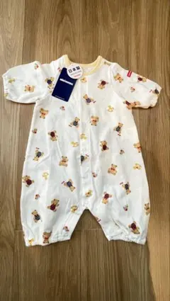 ミキハウス新品未使用 日本製 クマ柄ロンパース 80-90